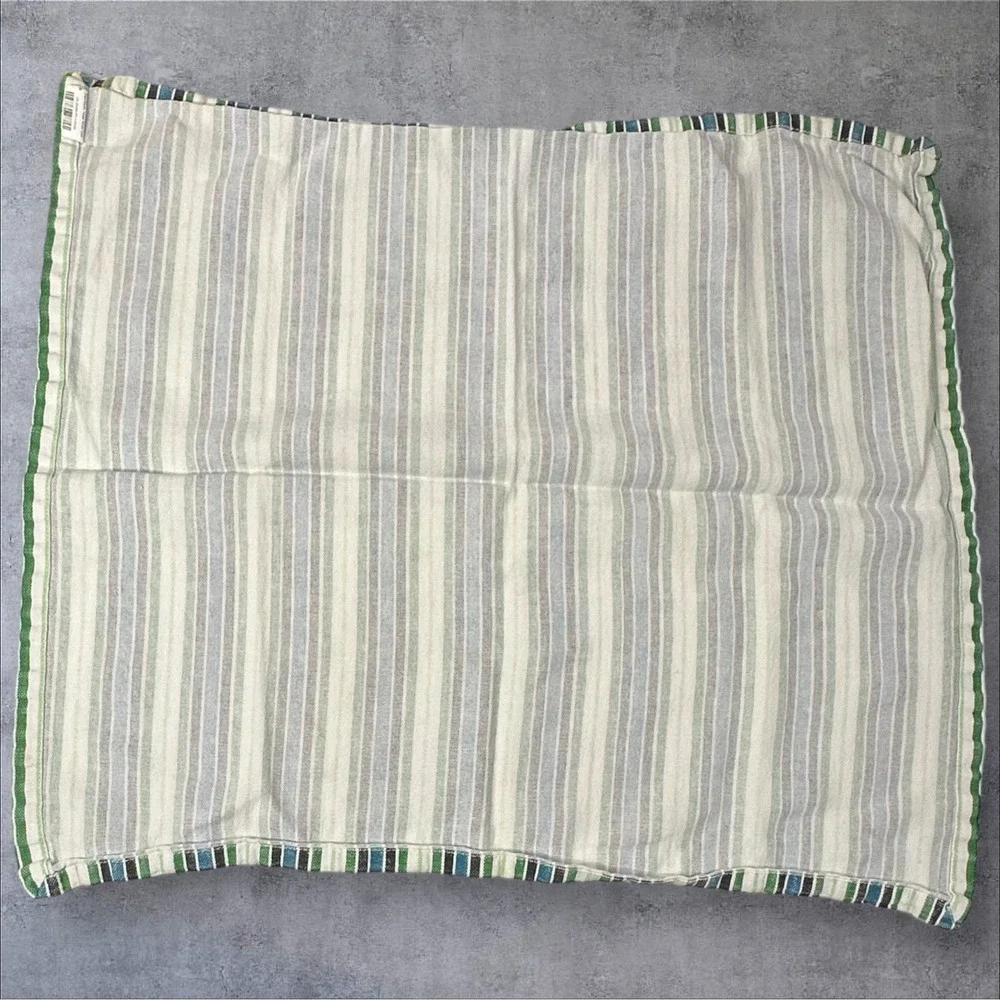 Lot of 6 - Pier 1 Imports Cotton Napkin Green Teal Black White‎ Striped